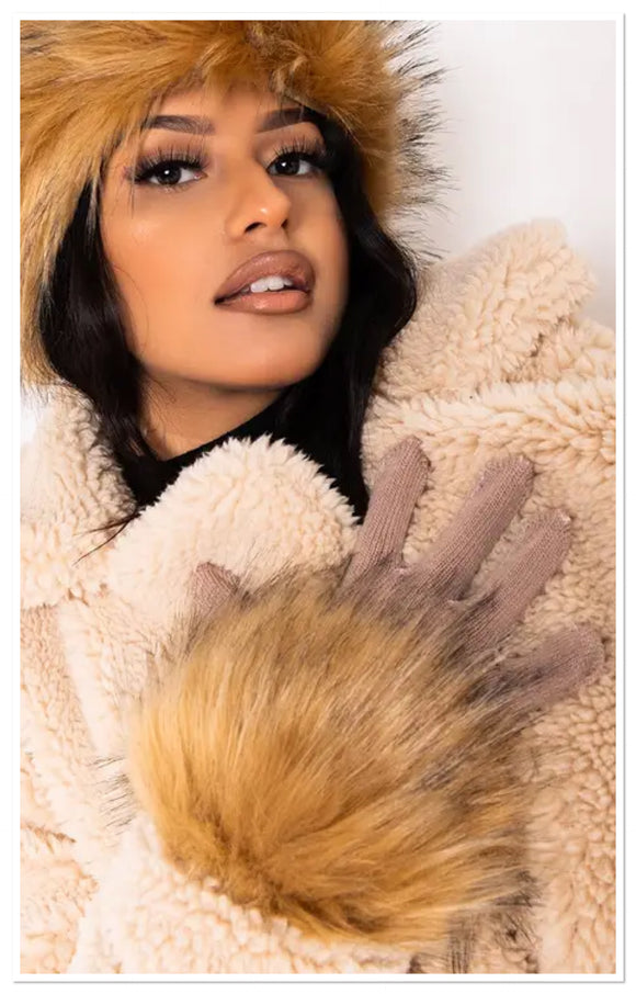 Faux Fur & Knit Gloves